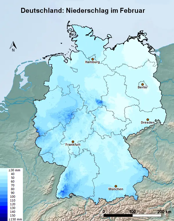 Deutschland Februar Regen