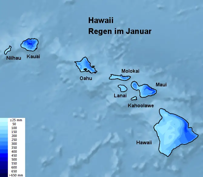 Hawaii Regen im Januar