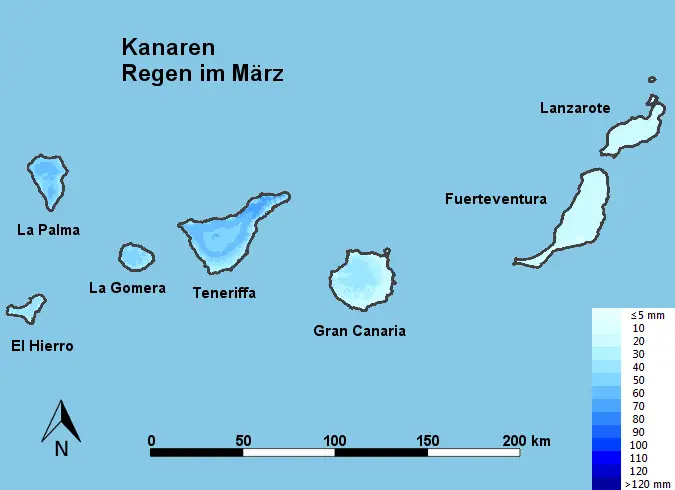 Kanaren Regen im März