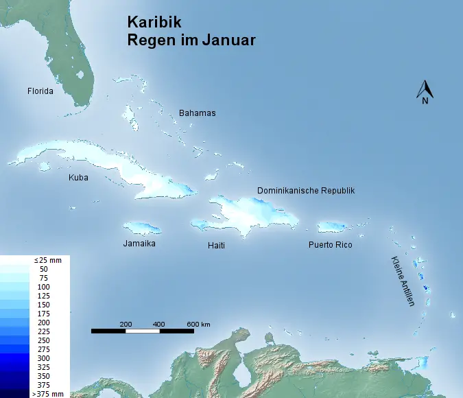 Karibik Regen im Januar