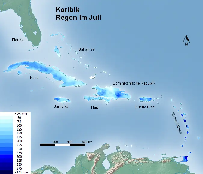 Karibik Regen im Juli