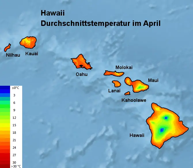 Hawaii Durchschnittstemperatur April