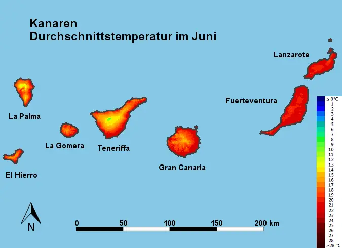 Kanaren Durchschnittstemperatur Juni