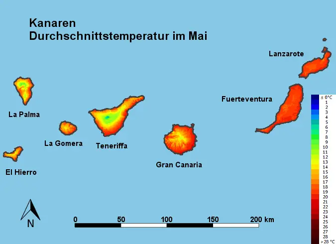 Kanaren Durchschnittstemperatur Mai