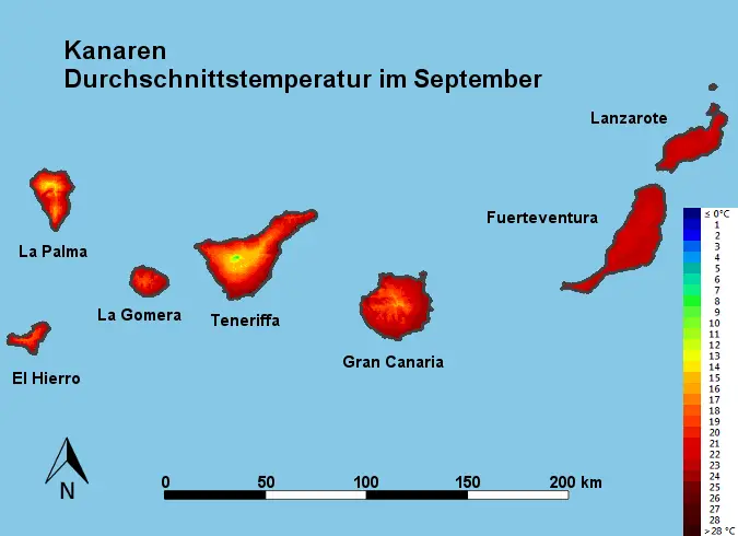 Kanaren Durchschnittstemperatur September