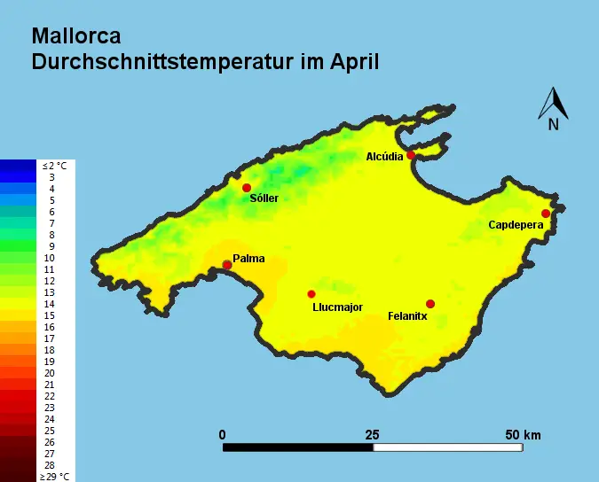 Mallorca Durchschnittstemperatur April
