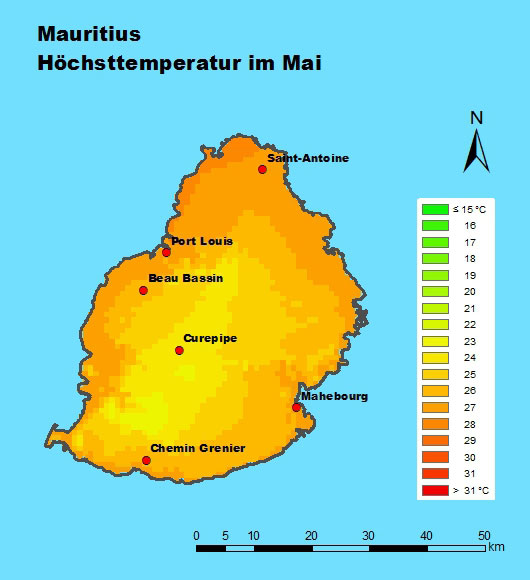 Mauritius Höchsttemperatur Mai