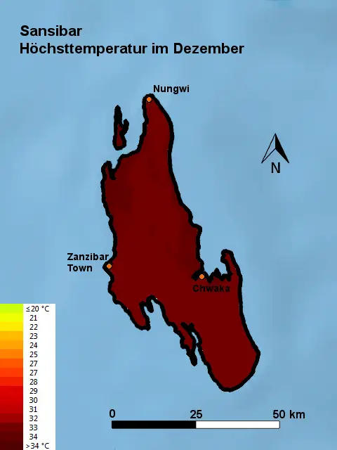 Sansibar Höchsttstemperatur Dezember