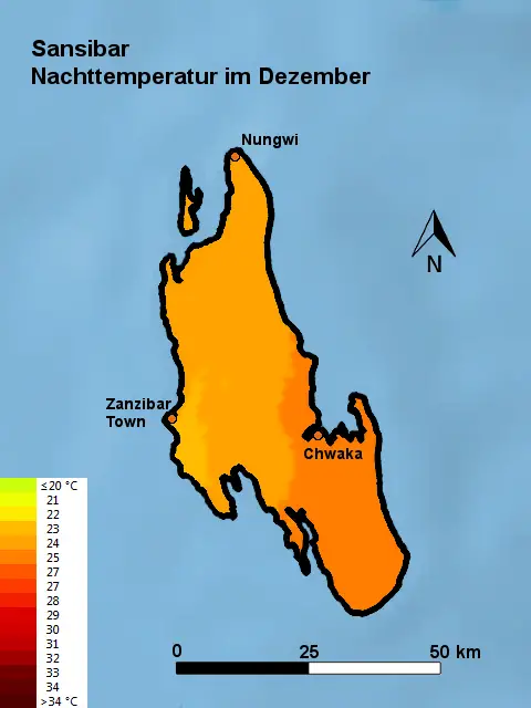 Sansibar Nachttemperatur Dezember