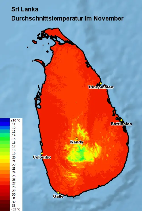 Sri Lanka Durchschnittstemperatur November