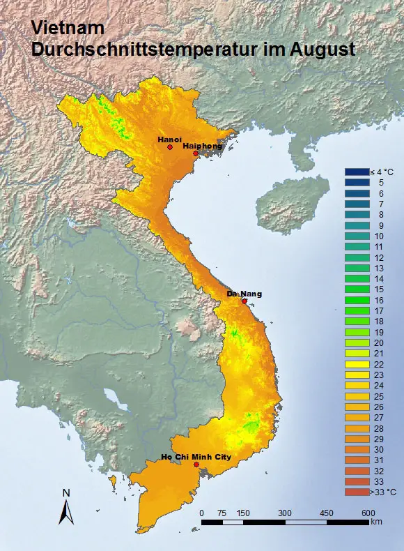 Vietnam Durchschnittstemperatur August