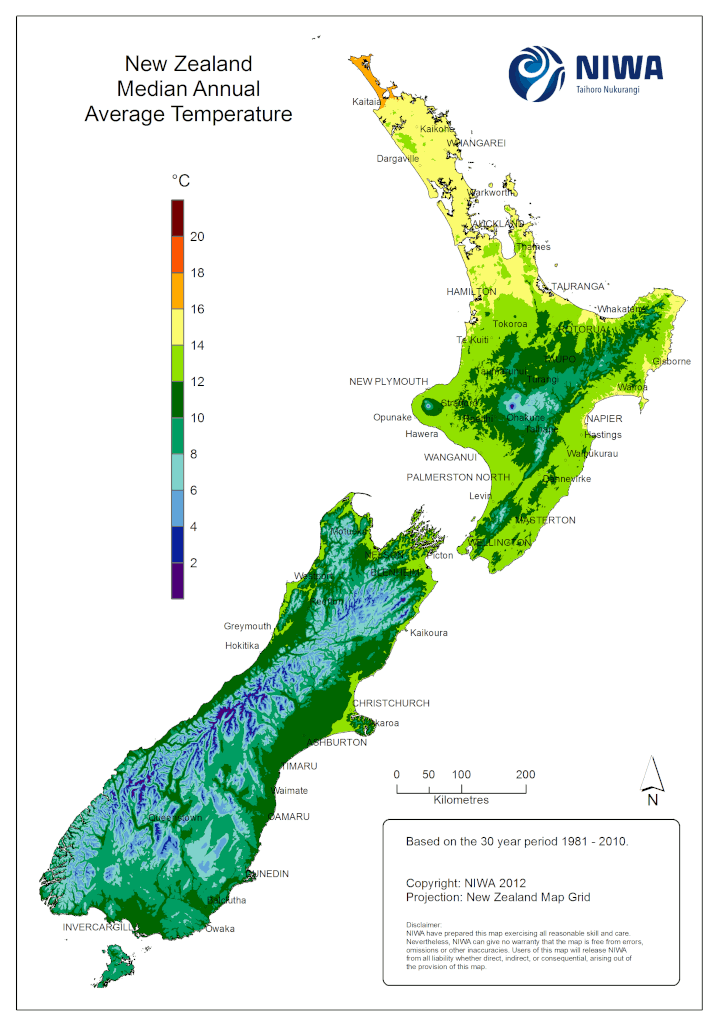 Neuseeland Temperatur