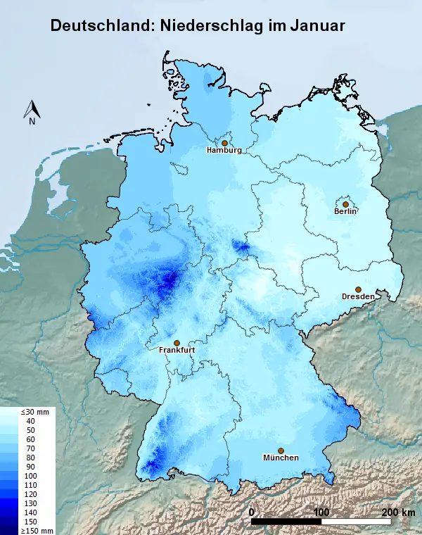 Deutschland Januar Regen