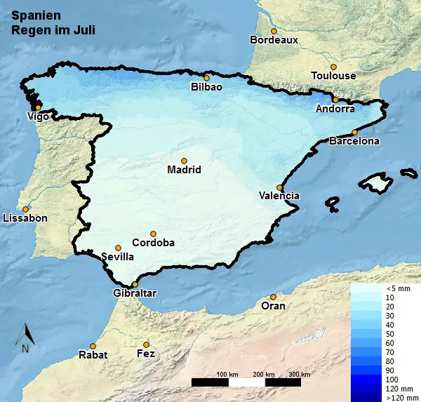 Spanien Regen Juli