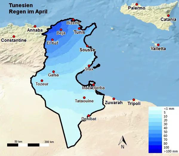 Tunesien Regen April