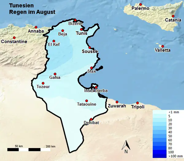 Tunesien Regen August