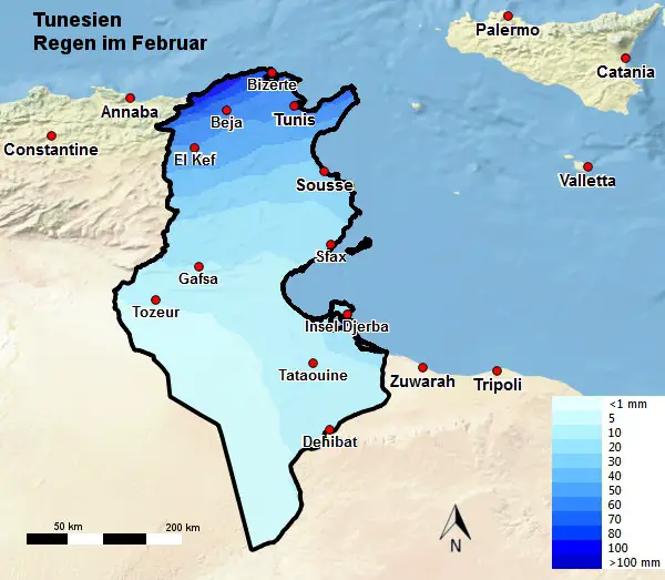 Tunesien Regen Februar