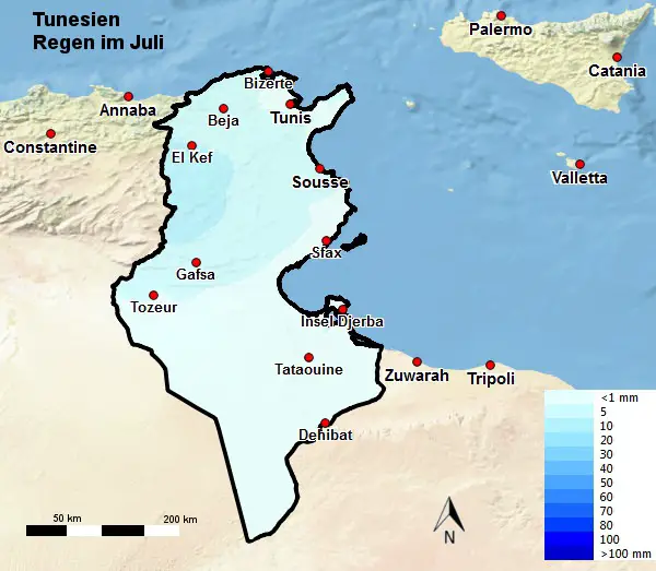 Tunesien Regen Juli