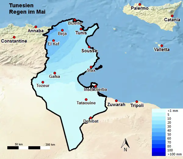 Tunesien Regen Mai