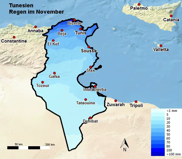 Tunesien Regen November