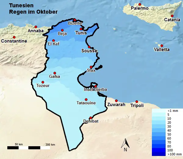 Tunesien Regen Oktober