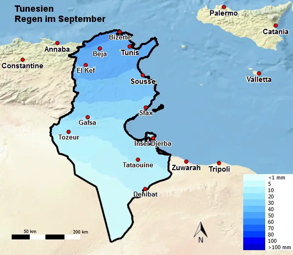 Tunesien Regen September