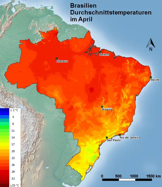 Brasilien Durchschnittstemperatur April