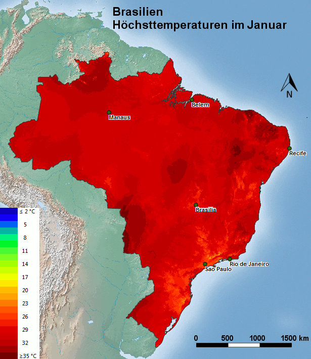 Brasilien Höchsttemperatur