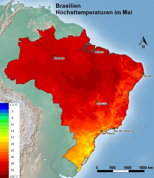 Brasilien Höchsttemperatur Mai