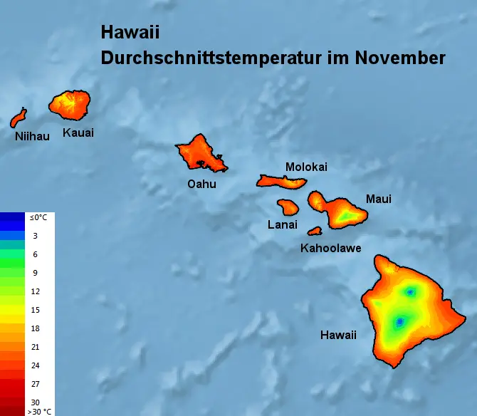 Hawaii Durchschnittstemperatur November