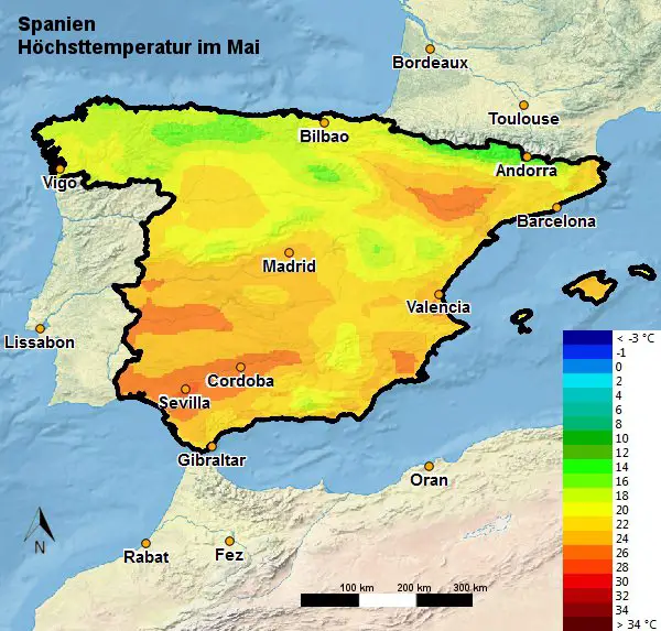 Spanien Höchsttemperatur Mai