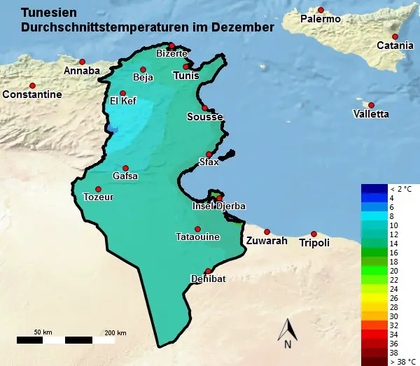 Tunesien Durchschnittstemperatur Dezember