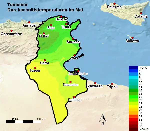 Tunesien Durchschnittstemperatur Mai