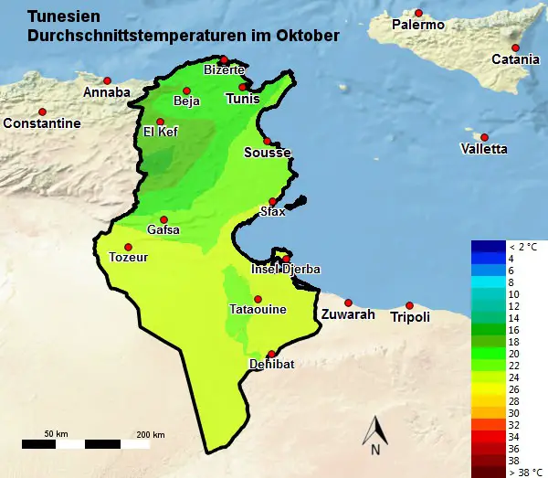 Tunesien Durchschnittstemperatur Oktober