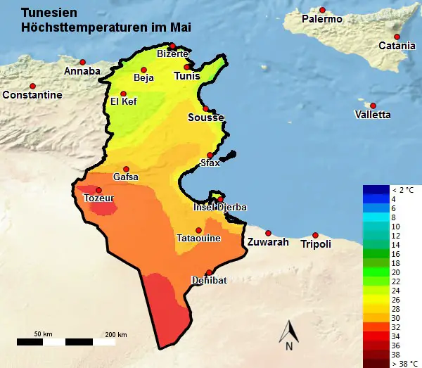Tunesien Höchsttemperatur Mai
