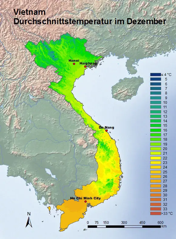 Vietnam Durchschnittstemperatur Dezember