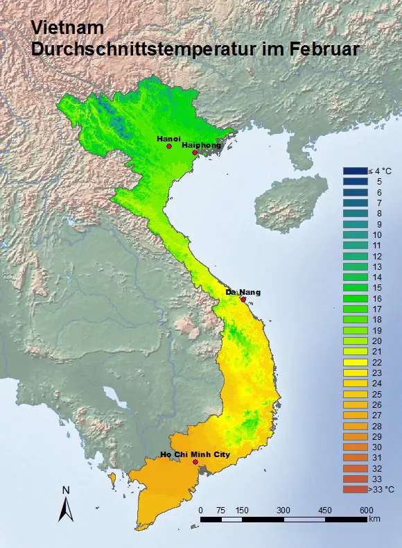 Vietnam Durchschnittstemperatur Februar