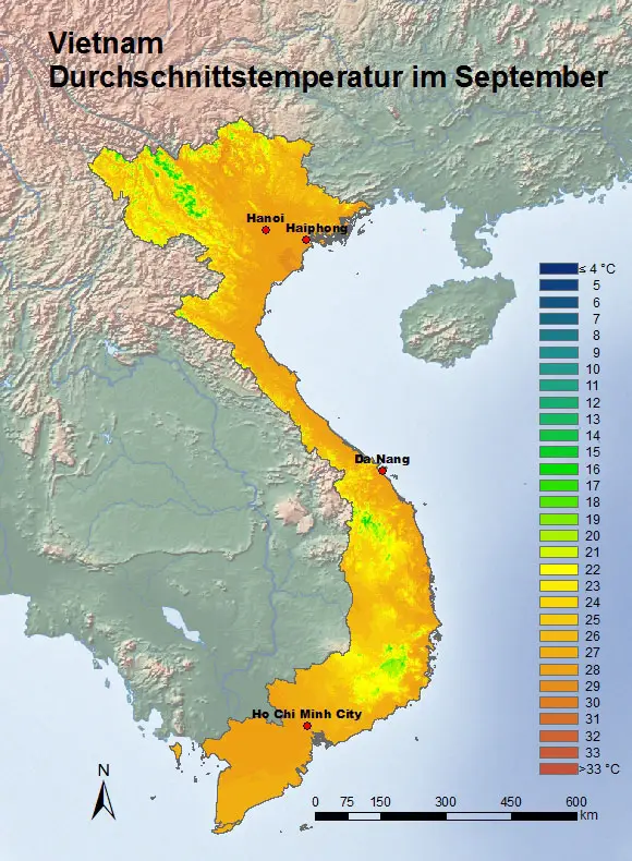 Vietnam Durchschnittstemperatur September