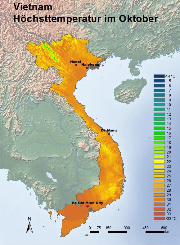 Vietnam Höchsttemperatur Oktober