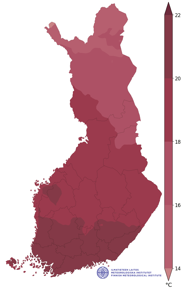 Höchsttemperatur Finnland August