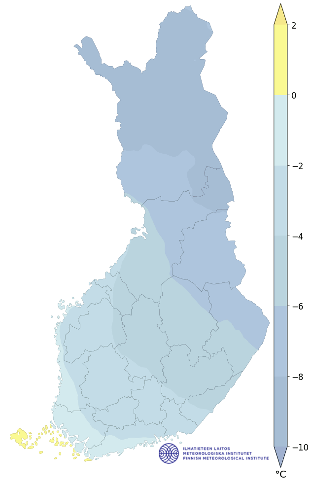 Finnland Höchsttemperatur Januar