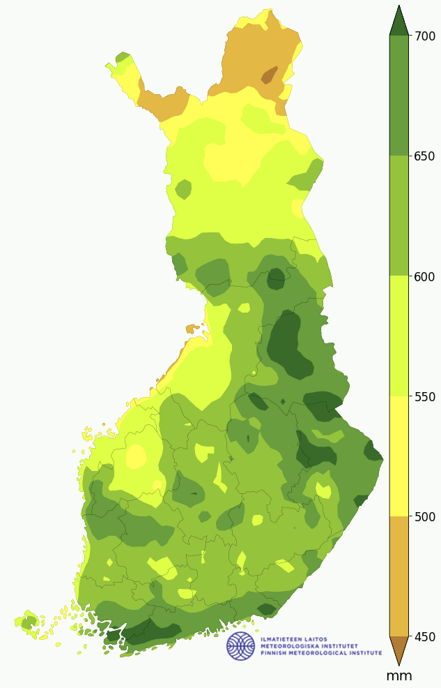 Regen und Schnee in Finnland
