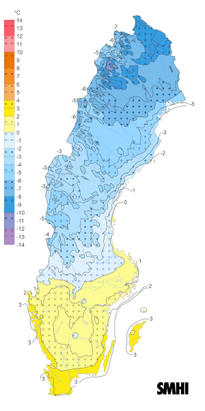 Schweden Temperatur Januar