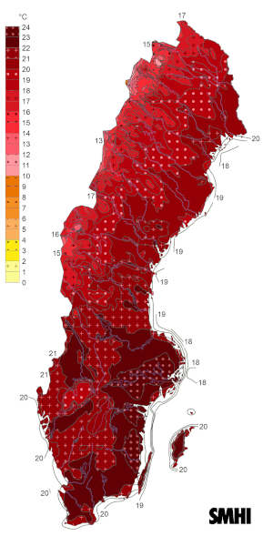 Schweden Temperatur Juli