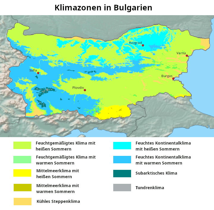 Bulgarien Klimazonen
