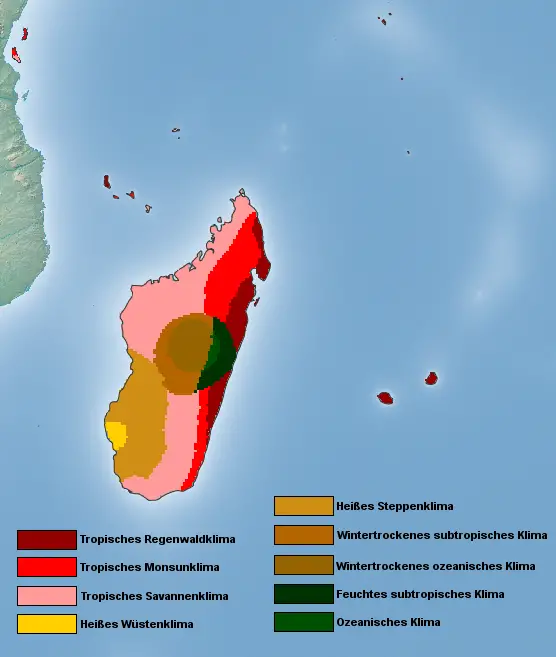 Inseln im Indischen Ozean Klimazonen