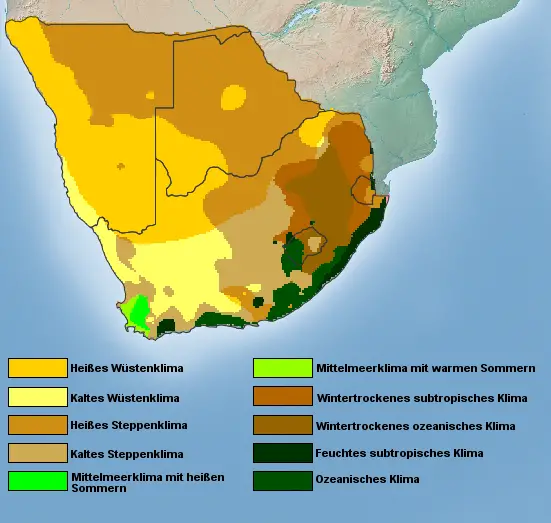 südliches Afrika Klimazonen