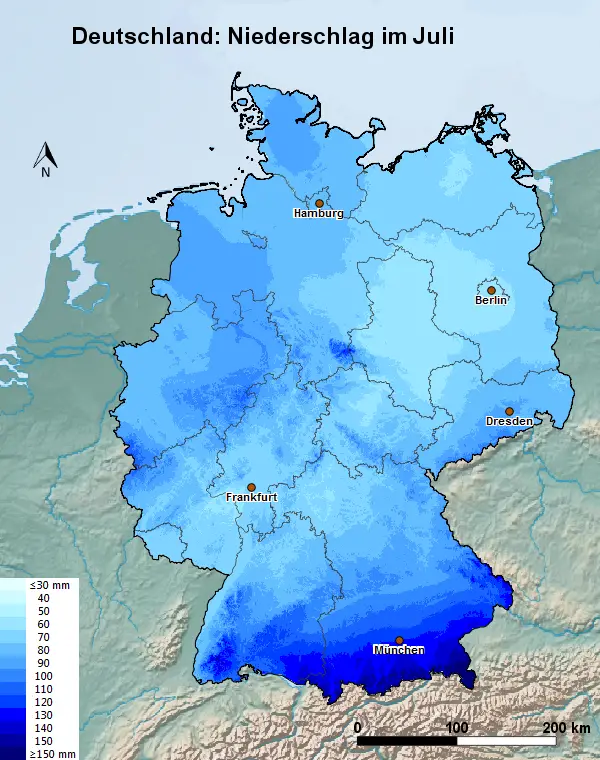 Deutschland Juli Regen