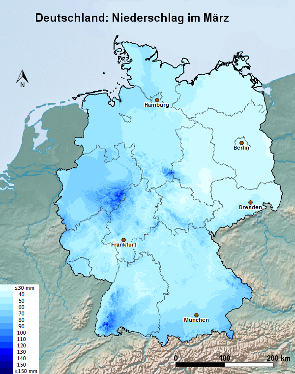 Deutschland März Regen