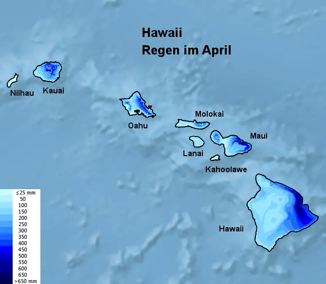 Hawaii Wetter im April Temperatur und Regen